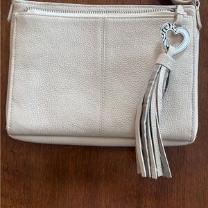 Brighton Collectibles Elegant Leather Cream Crossbody Bag   with Heart Accent